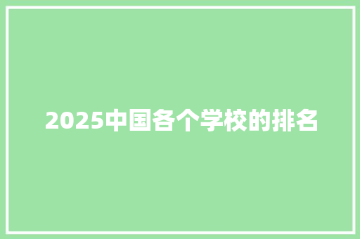 2025中国各个学校的排名 英语单词