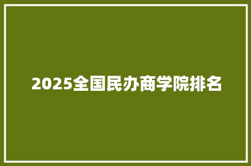 2025全国民办商学院排名