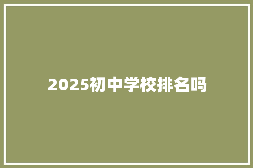2025初中学校排名吗