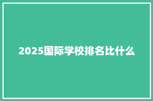 2025国际学校排名比什么