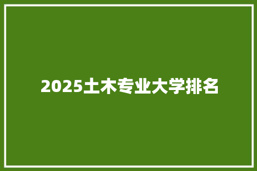 2025土木专业大学排名