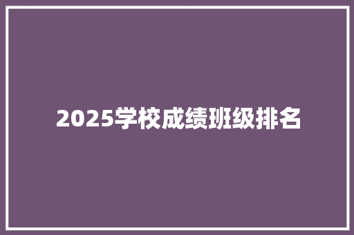 2025学校成绩班级排名