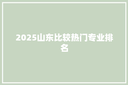 2025山东比较热门专业排名
