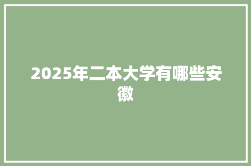 2025年二本大学有哪些安徽