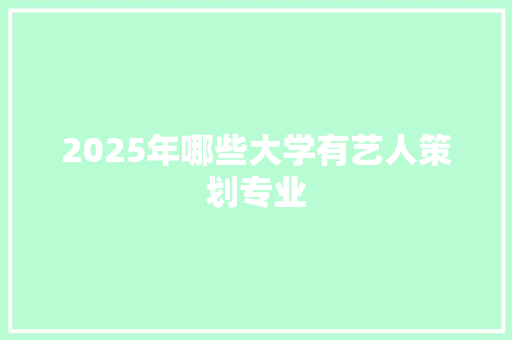 2025年哪些大学有艺人策划专业