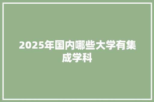 2025年国内哪些大学有集成学科
