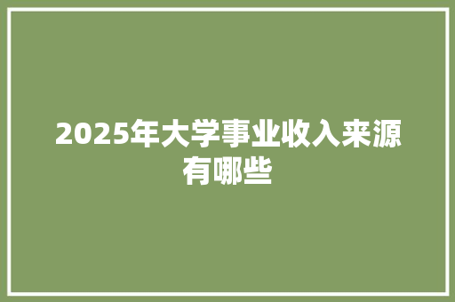 2025年大学事业收入来源有哪些