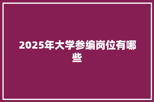2025年大学参编岗位有哪些