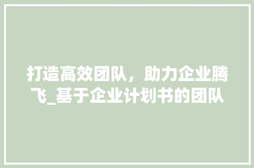 打造高效团队，助力企业腾飞_基于企业计划书的团队计划介绍