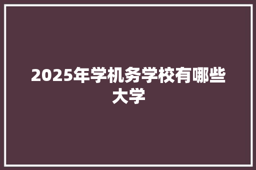 2025年学机务学校有哪些大学