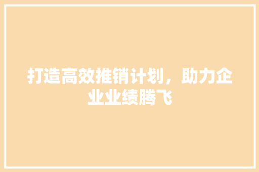 打造高效推销计划，助力企业业绩腾飞