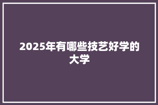 2025年有哪些技艺好学的大学