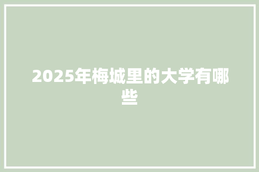 2025年梅城里的大学有哪些 问答