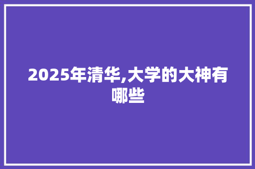2025年清华,大学的大神有哪些