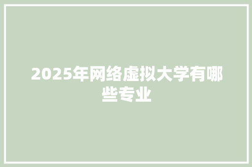 2025年网络虚拟大学有哪些专业