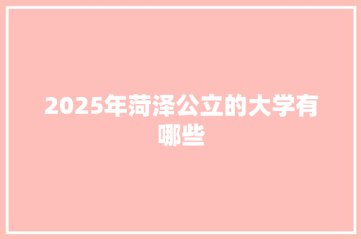 2025年菏泽公立的大学有哪些