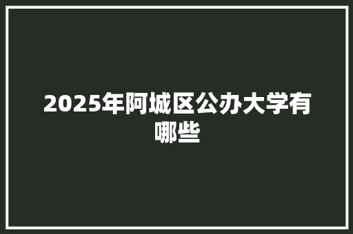 2025年阿城区公办大学有哪些