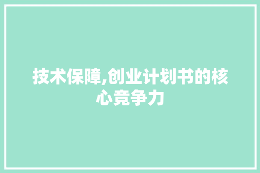 技术保障,创业计划书的核心竞争力