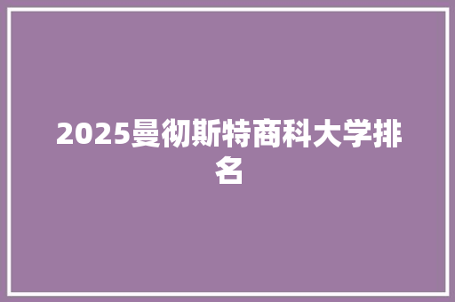 2025曼彻斯特商科大学排名