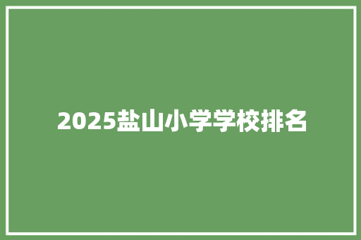 2025盐山小学学校排名