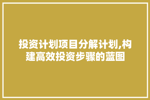 投资计划项目分解计划,构建高效投资步骤的蓝图