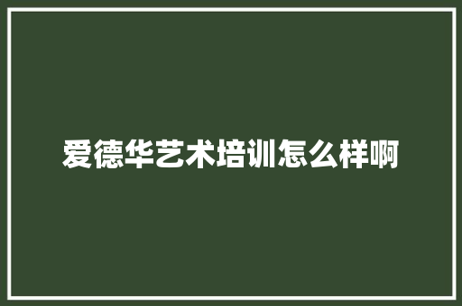 爱德华艺术培训怎么样啊
