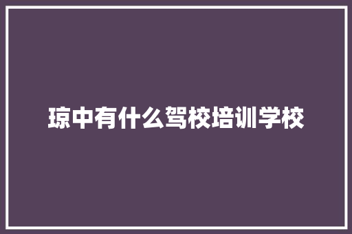 琼中有什么驾校培训学校