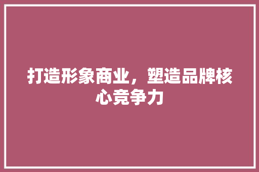 打造形象商业，塑造品牌核心竞争力