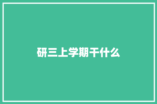 研三上学期干什么