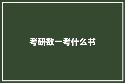 考研数一考什么书