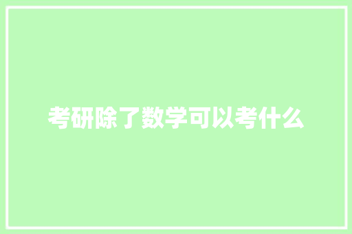 考研除了数学可以考什么