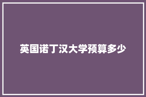 英国诺丁汉大学预算多少