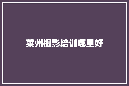 莱州摄影培训哪里好