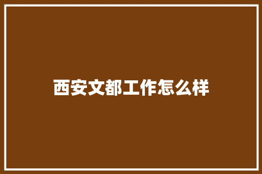 西安文都工作怎么样