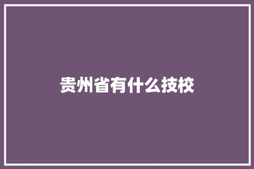 贵州省有什么技校