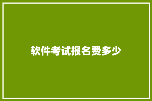 软件考试报名费多少