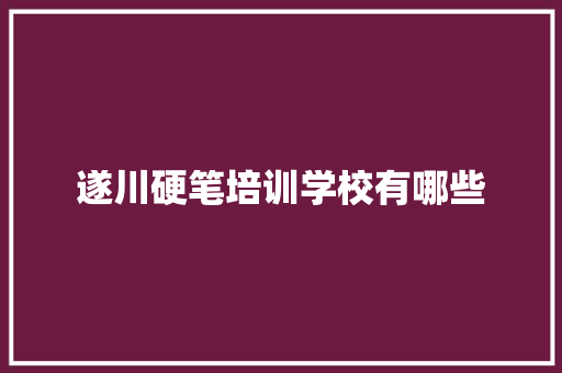 遂川硬笔培训学校有哪些