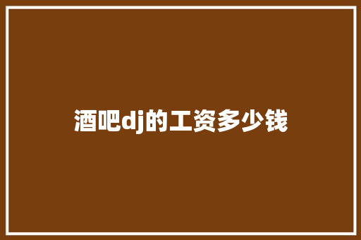 酒吧dj的工资多少钱
