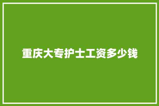 重庆大专护士工资多少钱