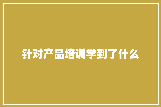 针对产品培训学到了什么