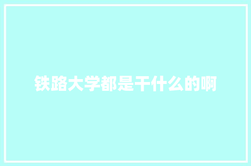 铁路大学都是干什么的啊
