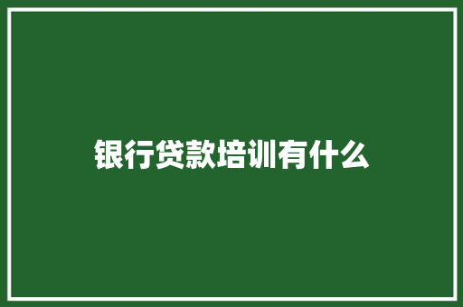 银行贷款培训有什么