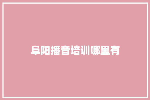 阜阳播音培训哪里有