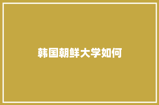 韩国朝鲜大学如何