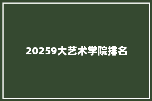 20259大艺术学院排名