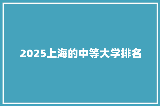 2025上海的中等大学排名
