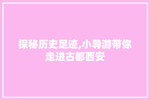 探秘历史足迹,小导游带你走进古都西安