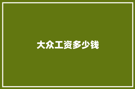 大众工资多少钱