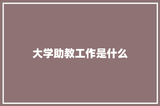 大学助教工作是什么