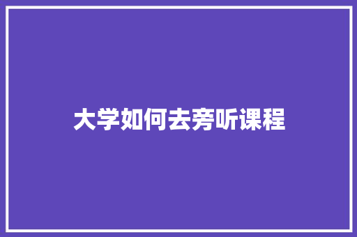 大学如何去旁听课程